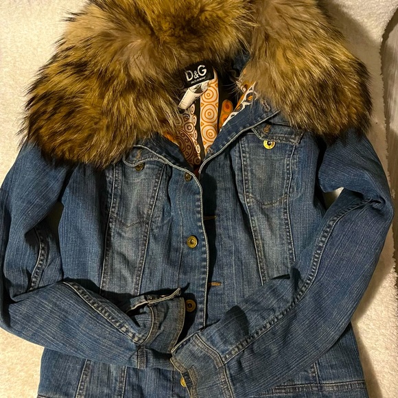 Dolce & Gabbana Jackets & Blazers - Vintage Dolce & Gabbana fur collar jean jacket